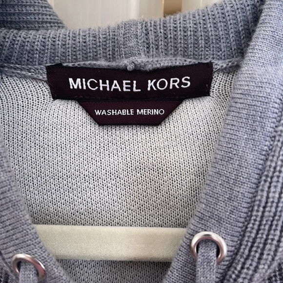 Michael Kors KORS Men’s Double Layer Merino Hoodie Sweater Gray Size XL - Picture 3 of 6